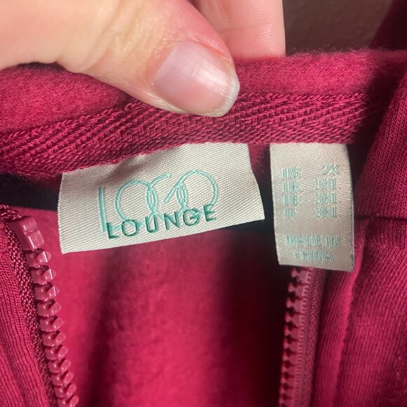 Logo by Lori Goldstein Lounge Size 2x Brushed Terry Hooded Tunic Sweatshirt Red - Picture 4 of 6
